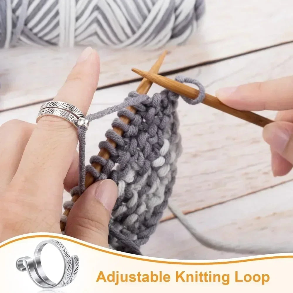 Adjustable Crochet Tension Ring, Cute Cat Yarn Guide Finger Holder, Knitting Thimble Hook Winder Tool for Beginners
