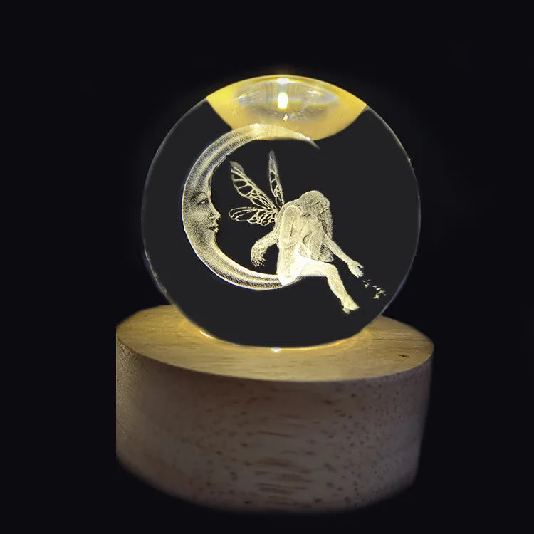 3D Glowing Planetary Crystal Ball Night Light