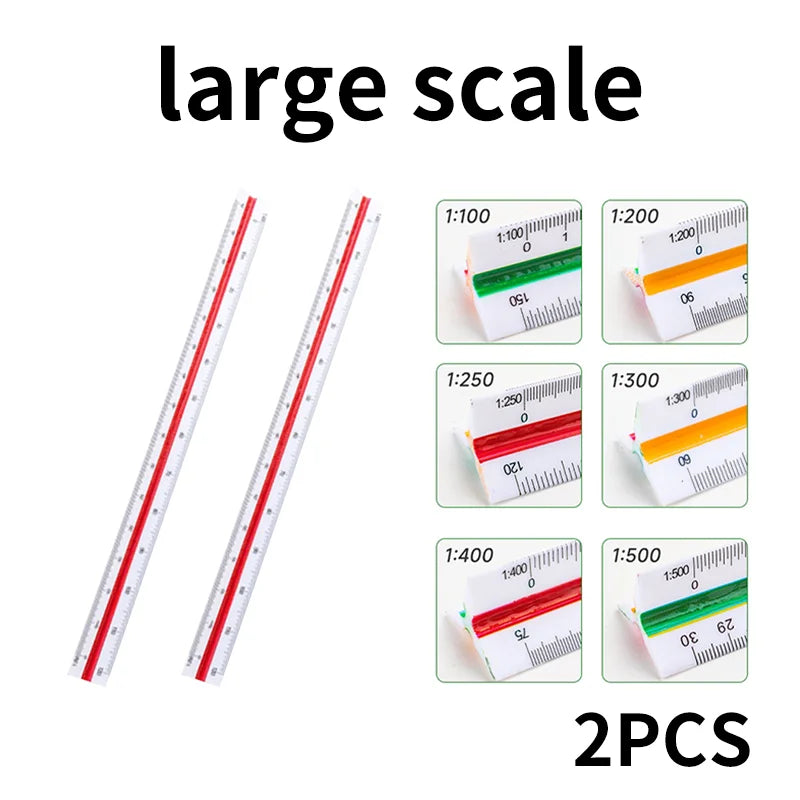 Multi-functional Triangle Ruler  12.5/30cm Drafting Tool Scale Ruler Architect Technical Ruler