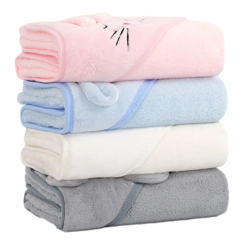 Cartoon Animal Hooded Bath Towel, Use As Blanket, Bathrobe, Swaddle