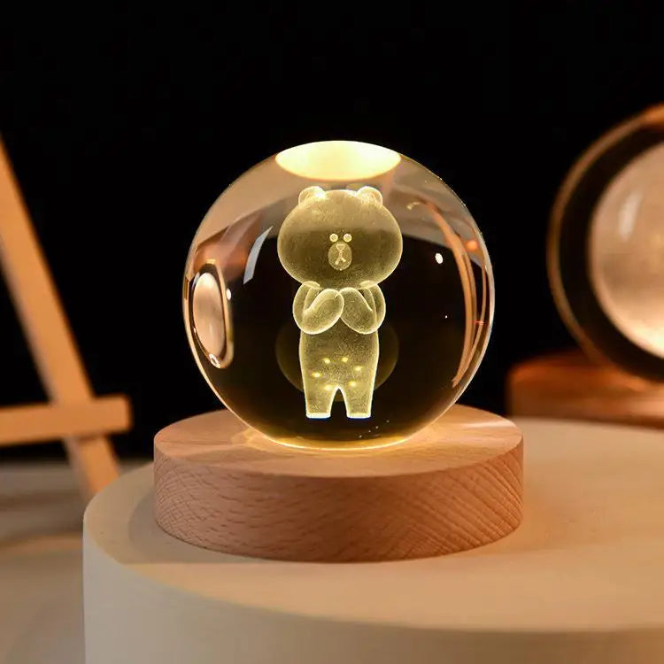 3D Glowing Planetary Crystal Ball Night Light