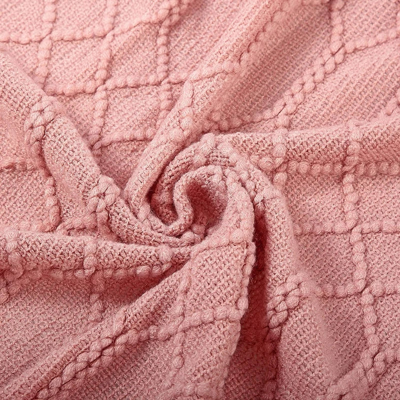 Nordic Knitted Throw Blanket with Fringe Luxury Bed or Sofa