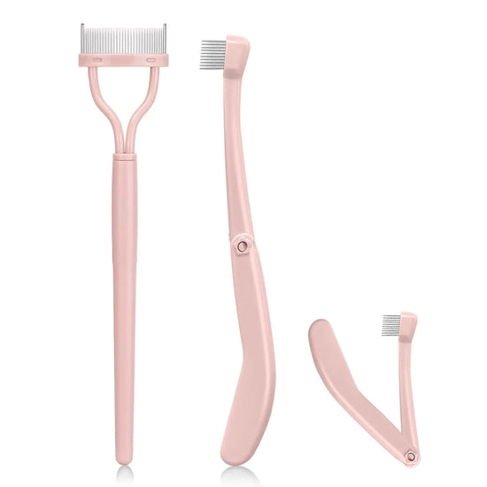 2Pcs Eyelash Set For Precise Mascara Application Stainless Steel Comb with Semi-Circular Teeth , Mascara Applicator Brush
