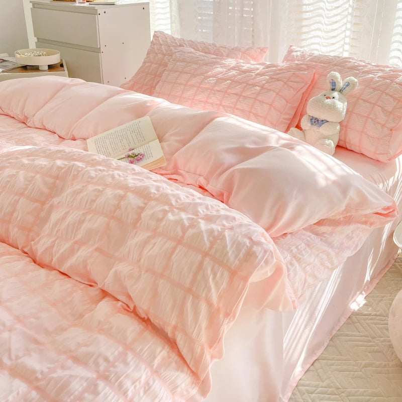 Simple Solid-Color Puffon Quilt Cover