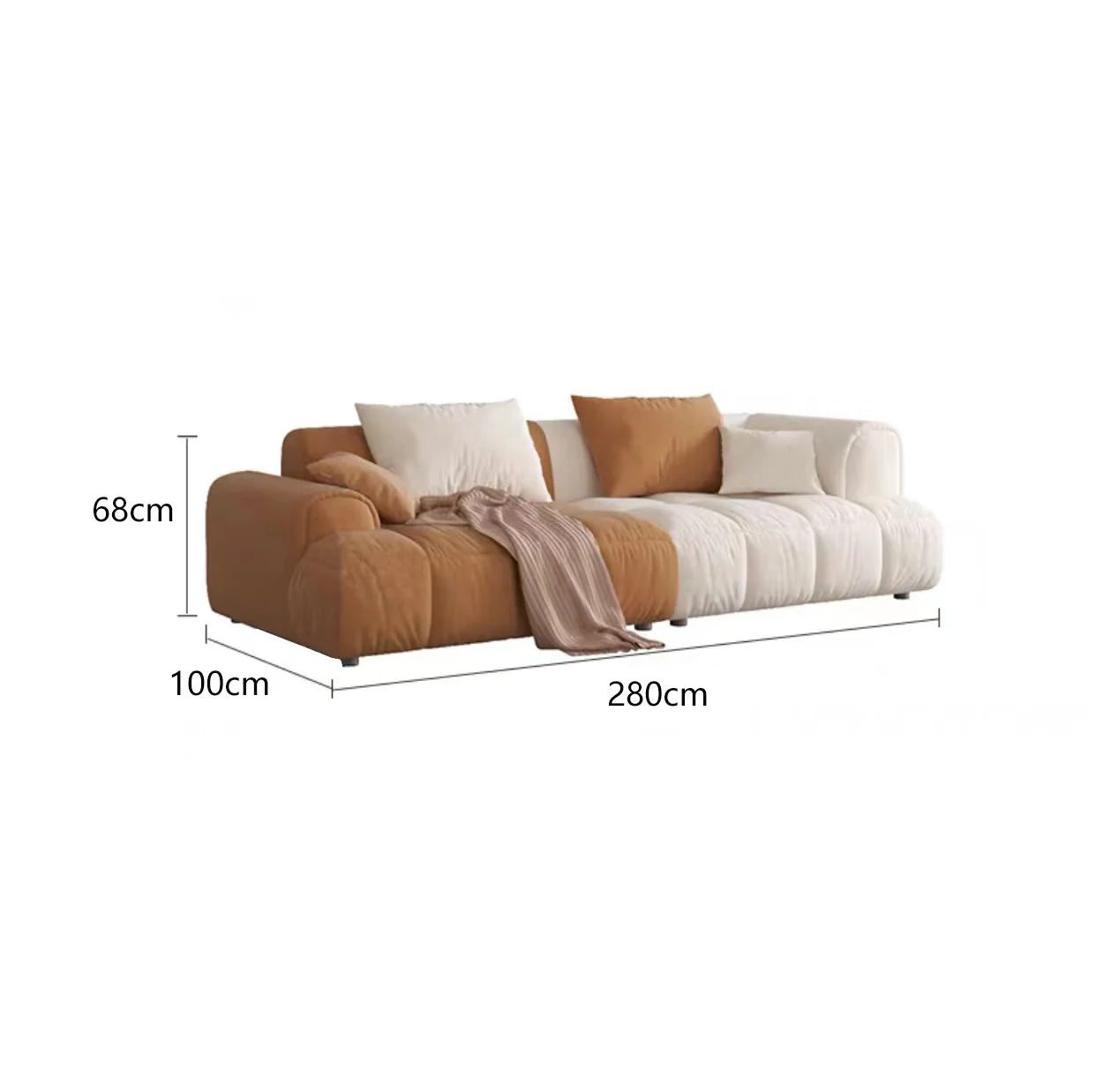 Netflix Cream Style Fabric  Sofa, Small Living Room Simple Tofu Block Sofa