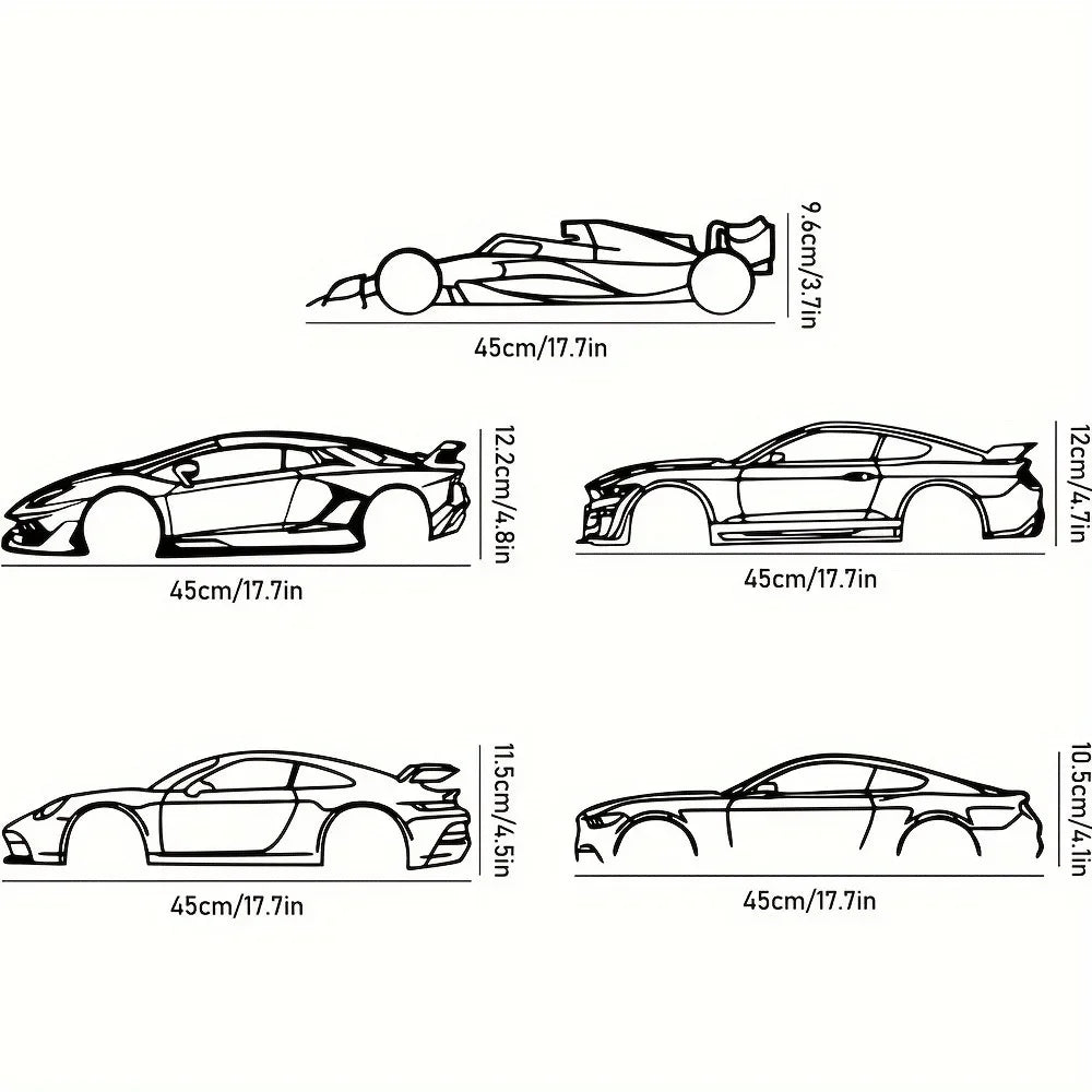Black Metal Sports Cars Wall Art