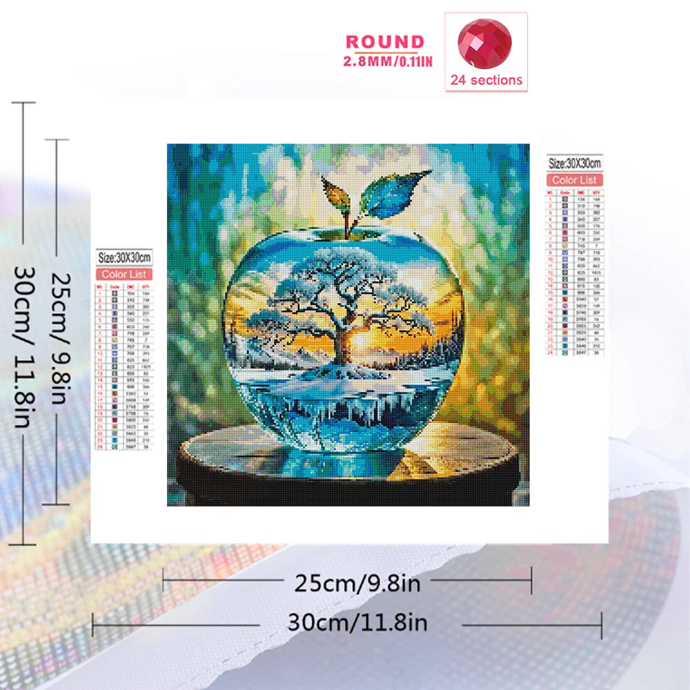 Evershine 5D Diamond Painting, Apple Diamond Mosaic Snow Landscape, Rhinestones