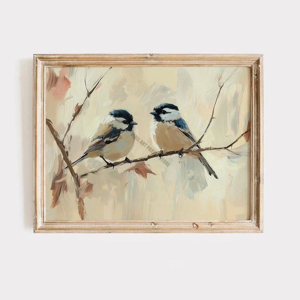 Vintage Bird Art Print Poster Antique Bird Sketch Wall Art Canvas Painting Vintage Country Bird Neutral Farmhouse Room Decor