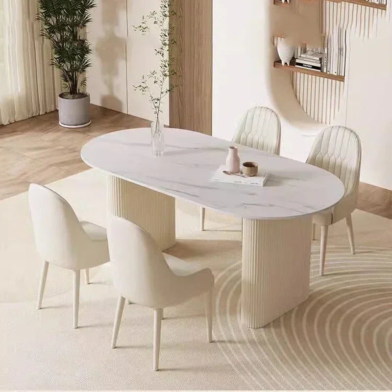 Modern Designer Dining Table Luxury Oval Modern White, Chairs Available