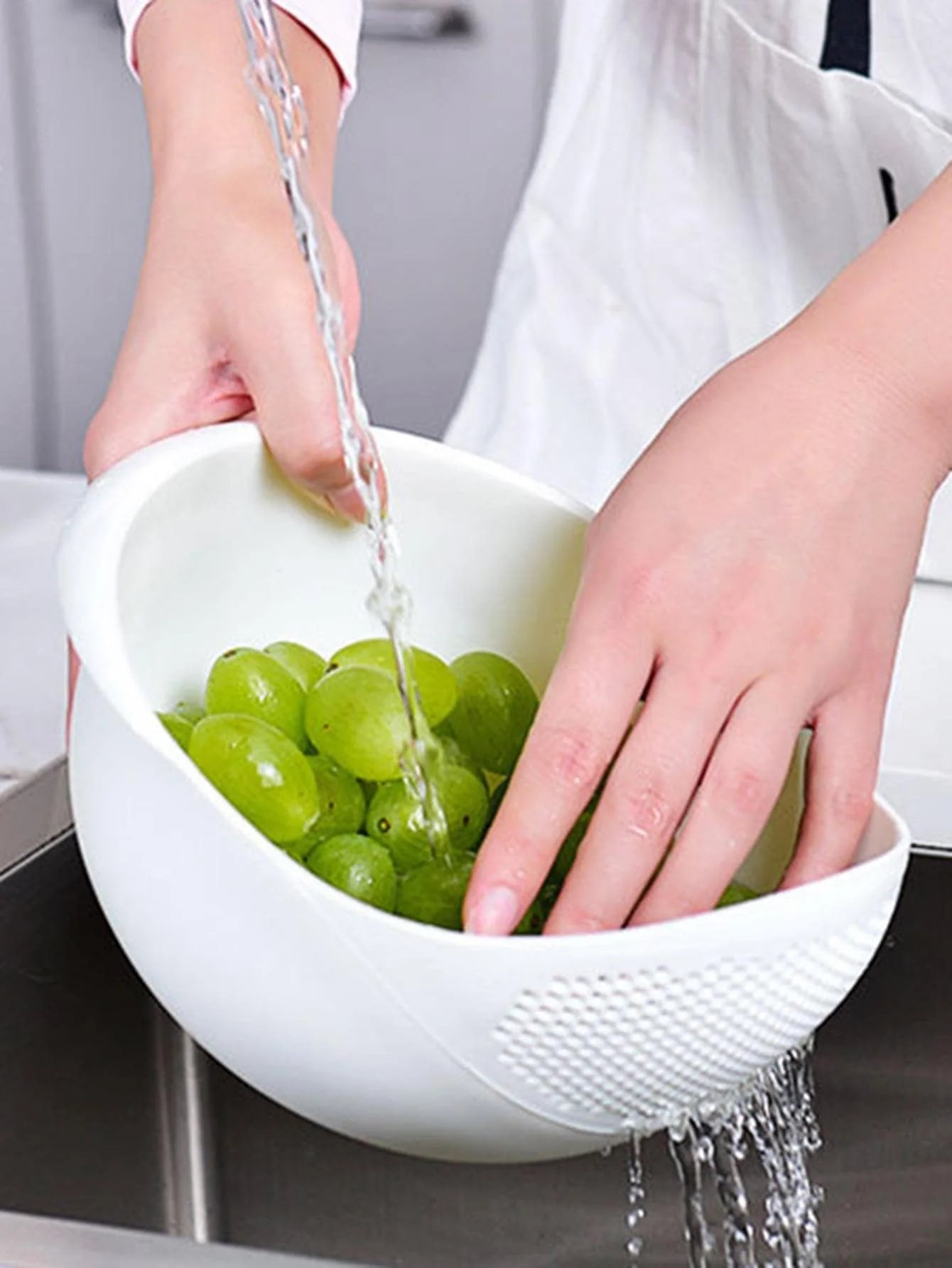 1/3pcs- Colander Rice Bowl Drain Basket Fruit Bowl Washing Drain Basket with Handle