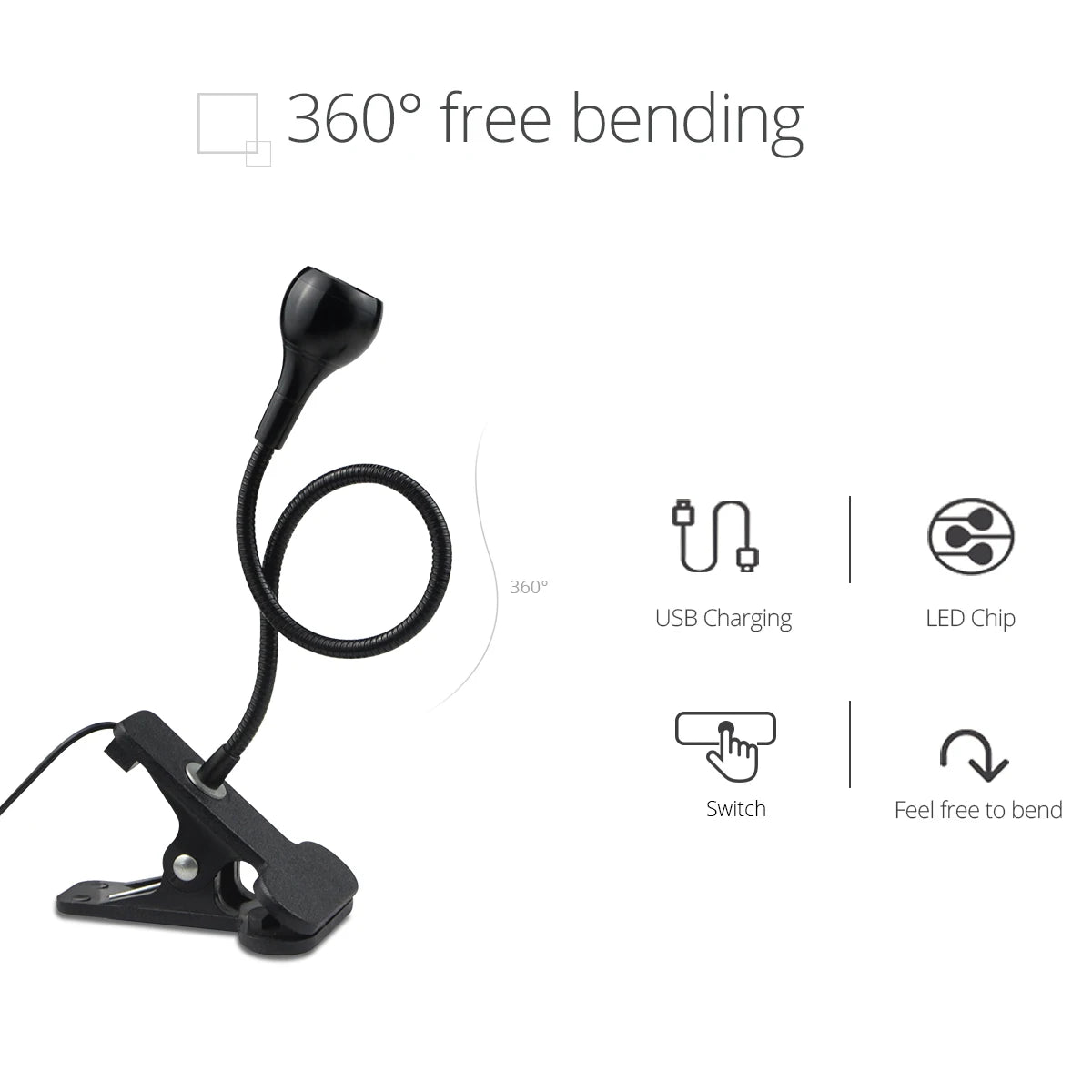 Reading Lamp USB LED Flexible Clip Holder
