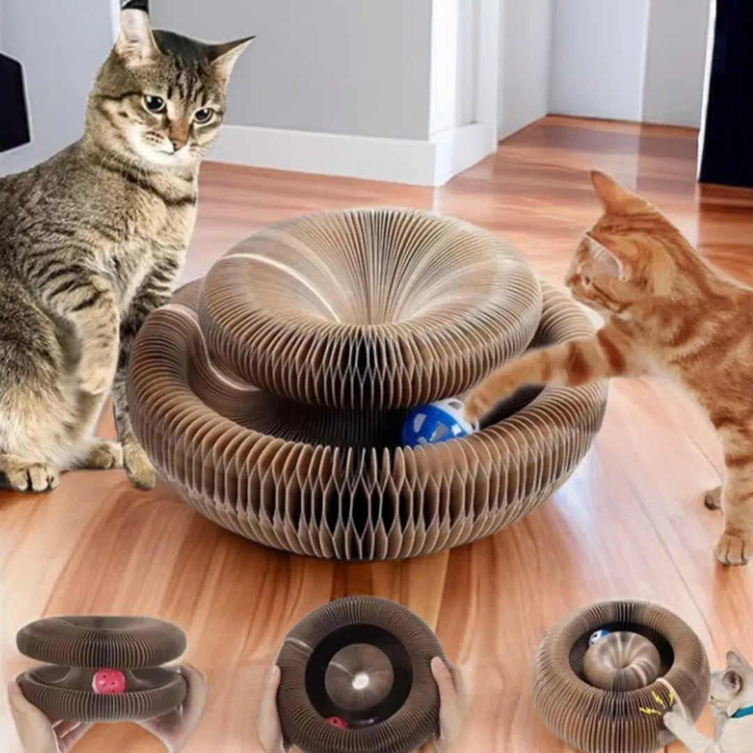 Magic Cat Scratch Organ Board Cat Toy with Ball  Cat Climbing Frame Round Corrugated Cat Scratching Toy