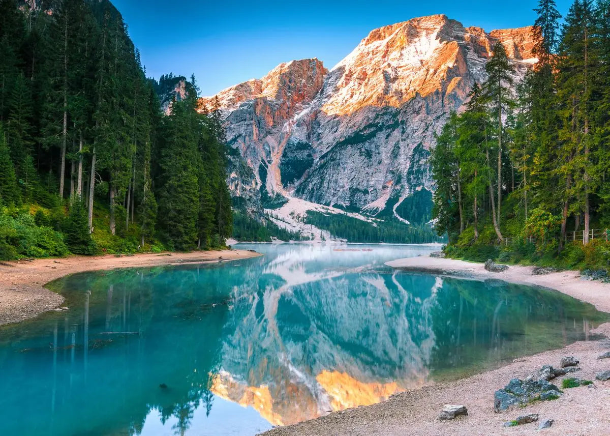 Green Forest Mountain Deep Blue Lake Bring Beauty Into Your Home