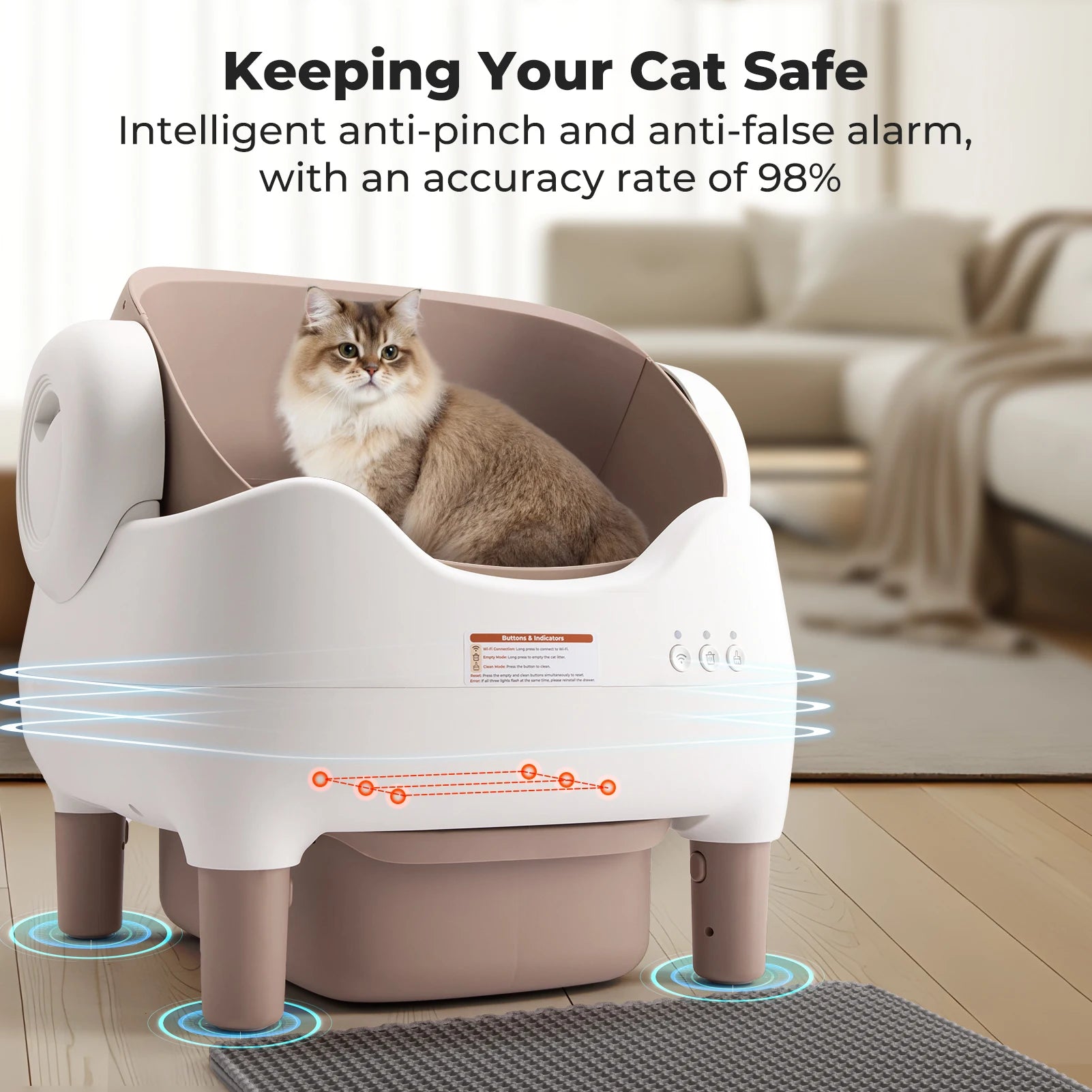 Self-Cleaning Litter Box, Automatic, App Control, Odor-Free, With Large Waste Bin