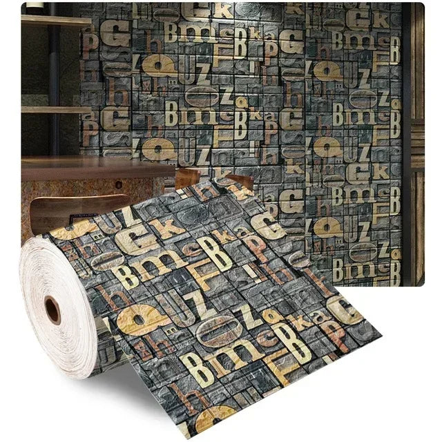 70cmx1/5/10m 3DWallpaper Waterproof Decoration Self-Adhesive Foam Brick Wallpaper