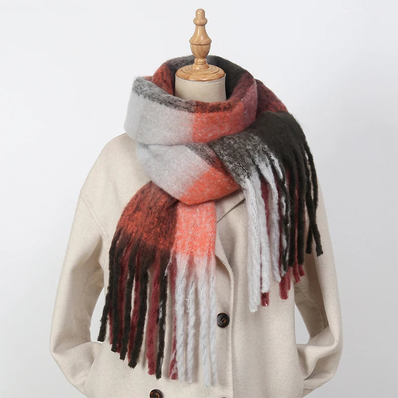 2025 Winter Thick Warm Scarf , Plaids different colors