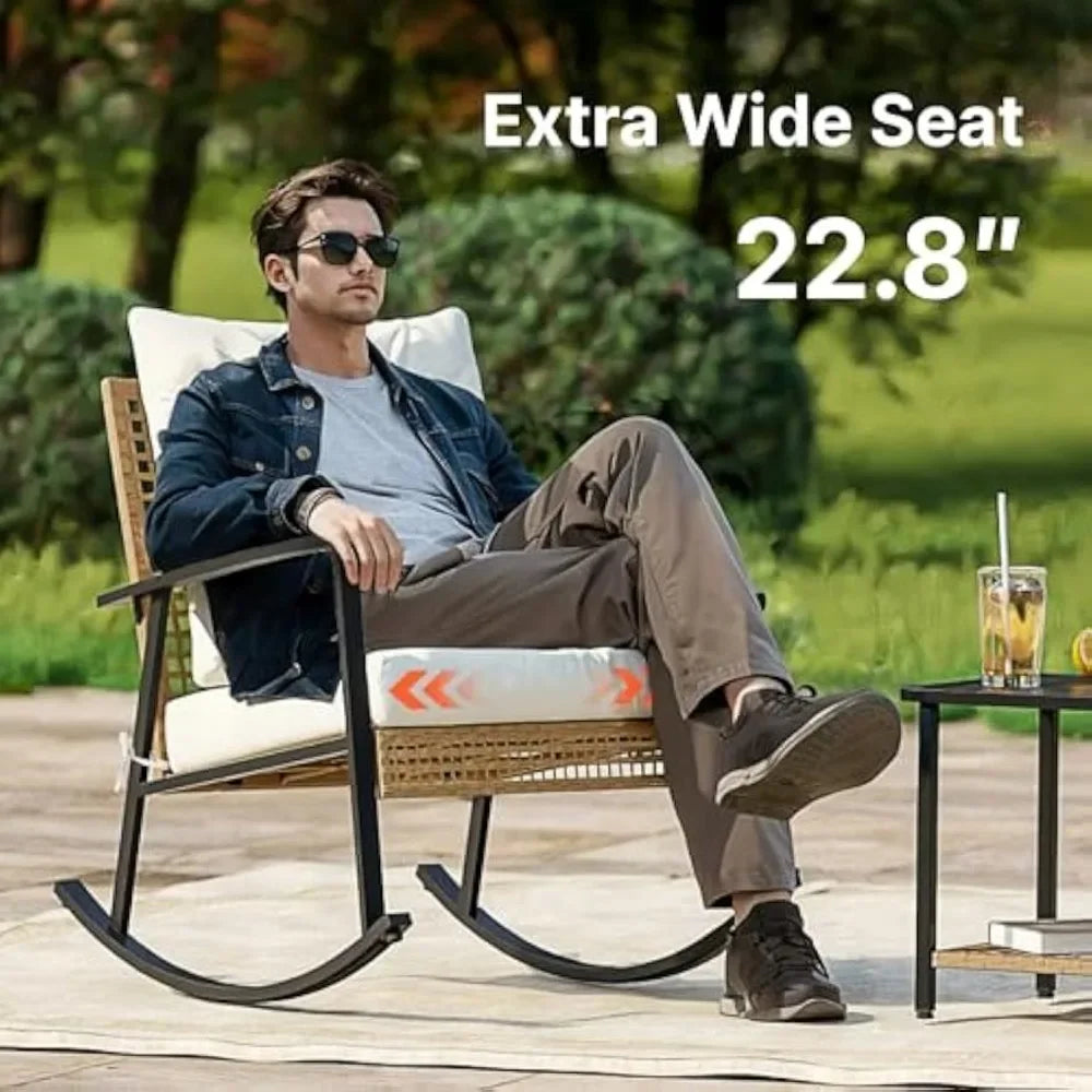 3 Piece Patio Furniture Set Rocking Chairs Set Of 2 With Coffee Table