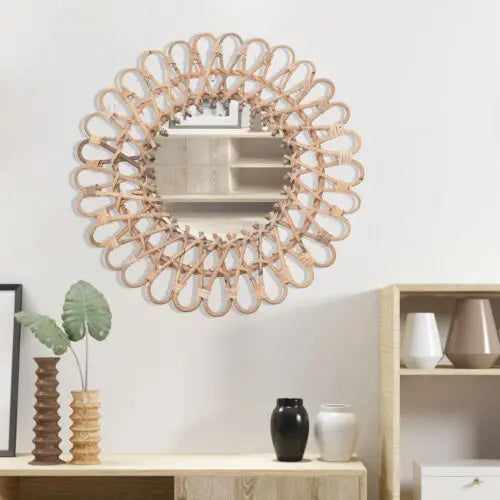 Round Wall Mirror Rattan Nordic Wicker