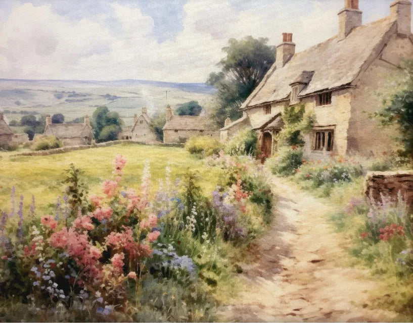 Vintage Style County Cottage Rose Flowers and Ivy, Many to choose From Canvas