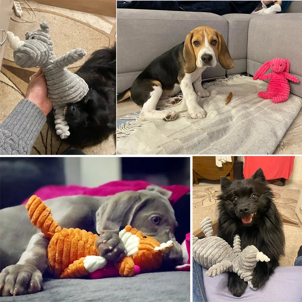 Plush Corduroy Dog Toys, Bite-Resistant Squeaky Toys