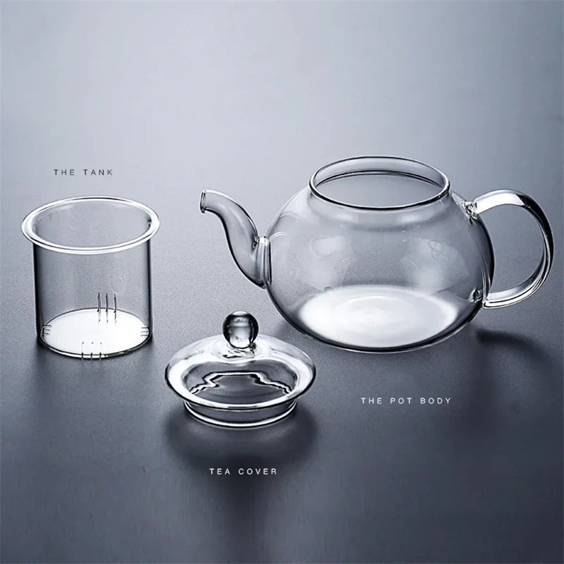 Teapot 400ml/1000ml Heat-Resistant Thickened Glass Pretty