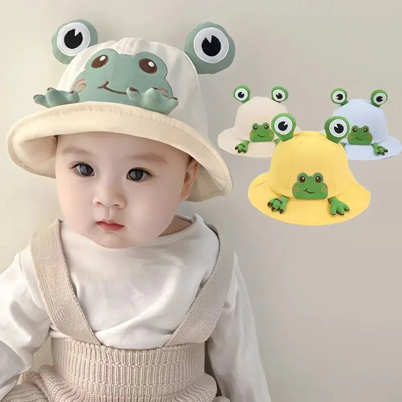 Cartoon Frog Baby Bucket Hat. Breathable Soft Cotton. Boys and Girls Outdoor Sun Hat