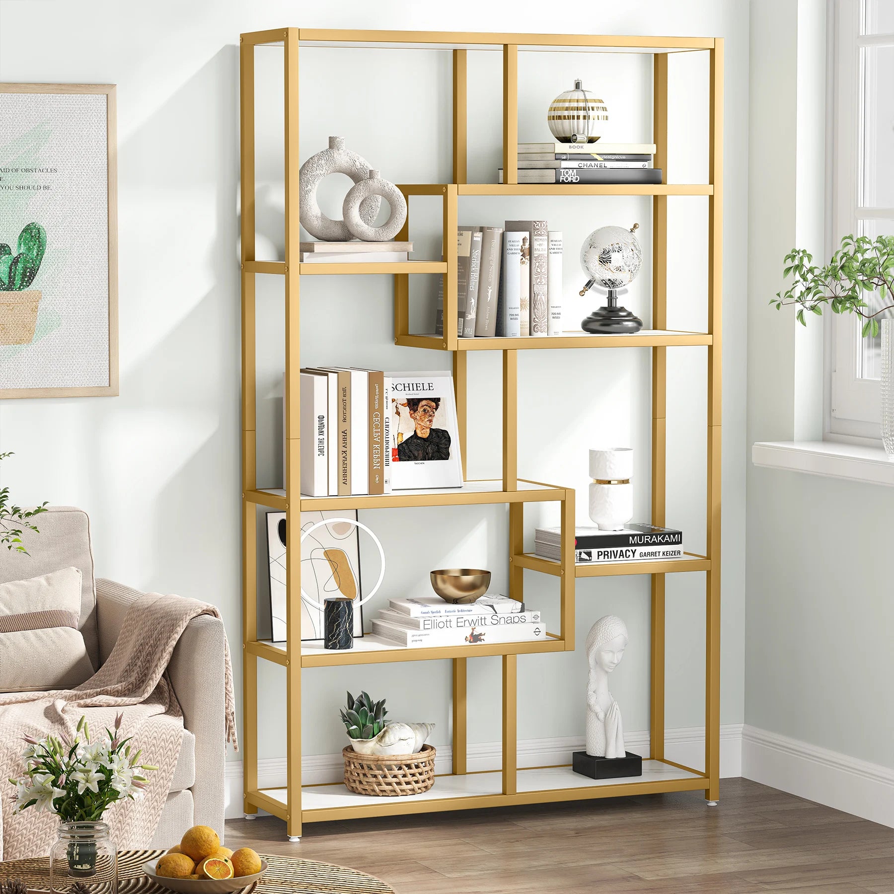 Tribesigns Bookcase, Organizer Display Rack with 8 Open Shelves