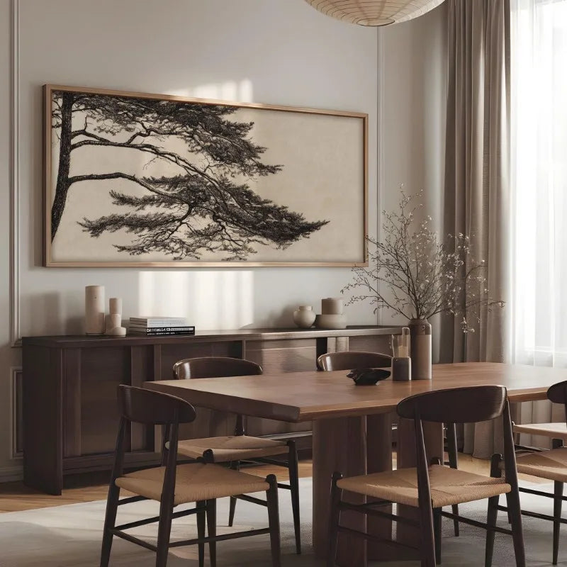 Vintage Pine Branch Drawing Posters & Prints Canvas, Simple yet Elegant