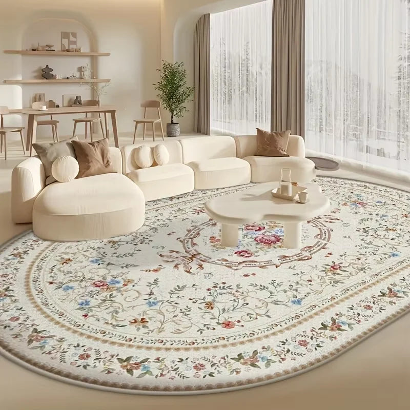 Velvet 850 Gram/Sq Meter Floral Design, Washable Area Rug