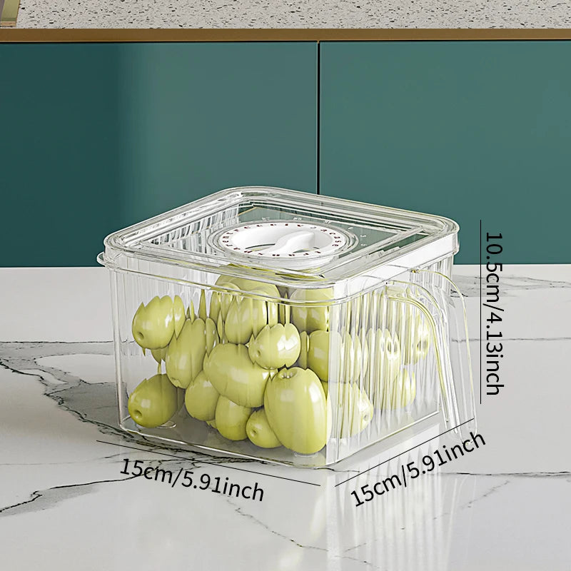 Stackable Refrigerator Storage Box, Lid with Handle, Use For Bread, Vegetables, fruit