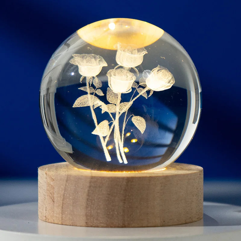 3D Glowing Planetary Crystal Ball Night Light