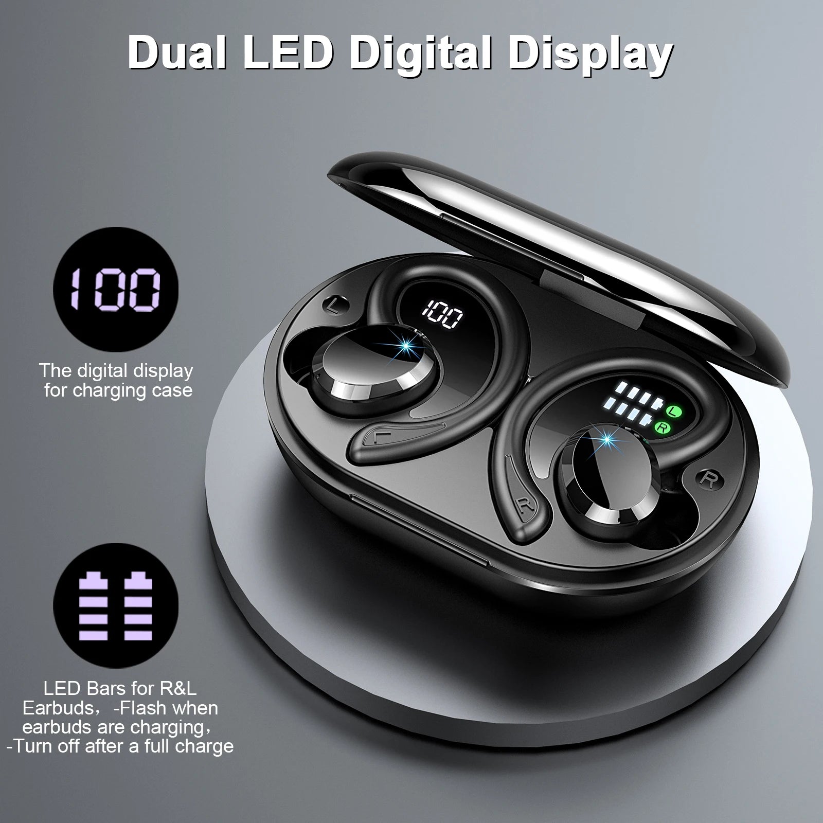 Wireless Earbuds, Bluetooth 5.3 Earbuds Stereo Bass, Noise Cancelling Mic., Waterproof, 40h Playback