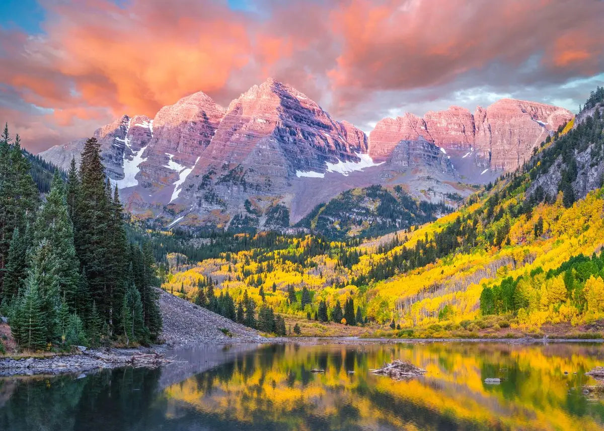 Green Forest Mountain Deep Blue Lake Bring Beauty Into Your Home