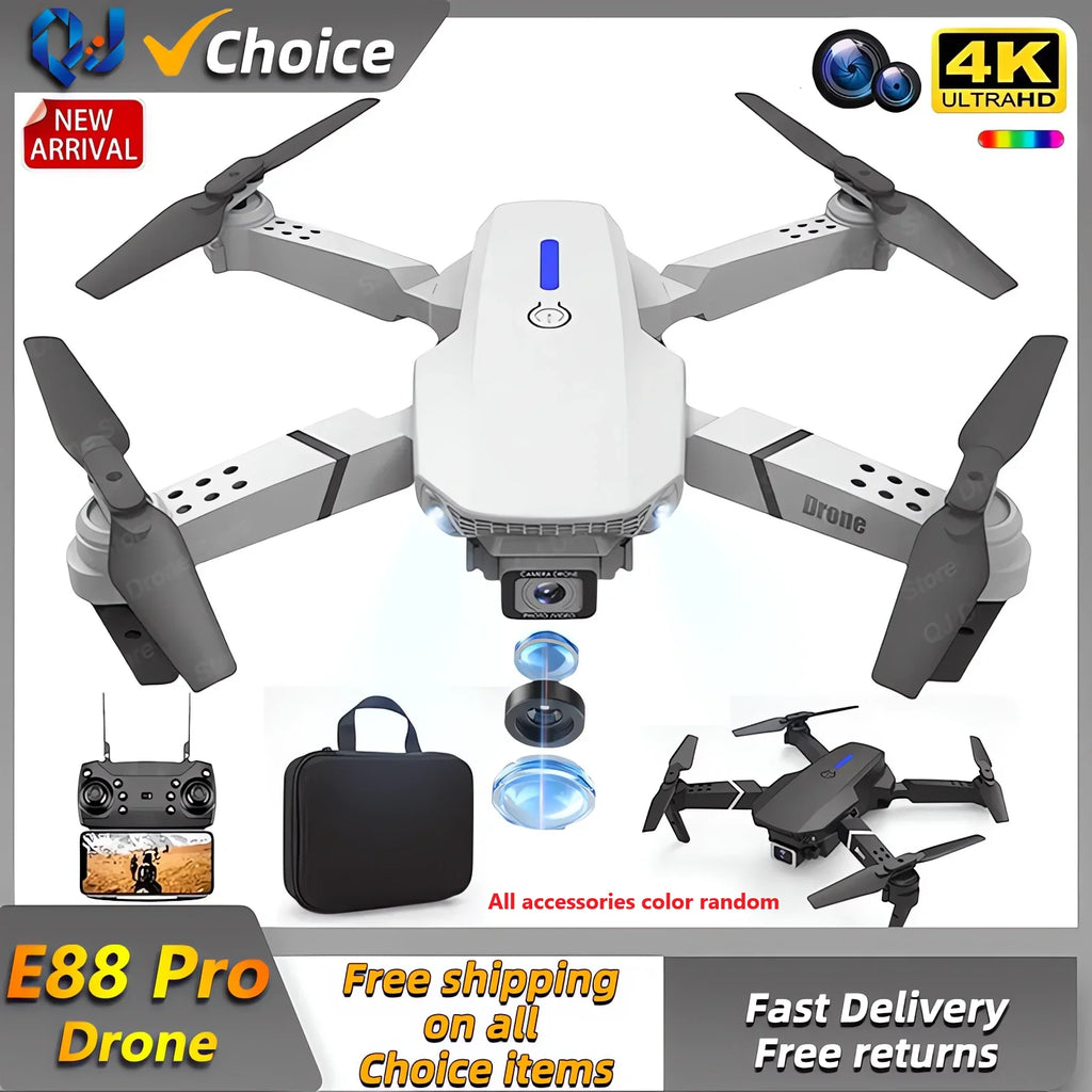 2024 E88Pro RC Drone 4K Professional with 1080p Wide Angle HD Camera Foldable Helicopter WIFI