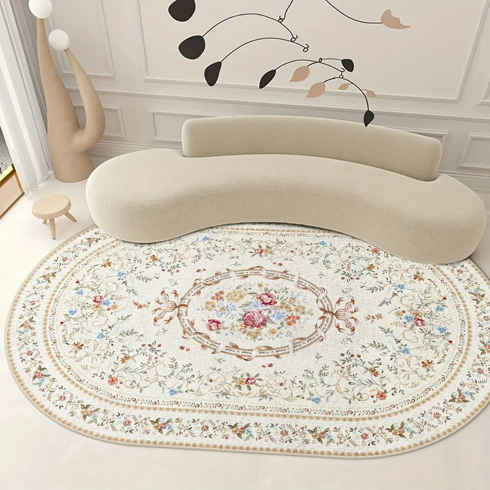 Velvet 850 Gram/Sq Meter Floral Design, Washable Area Rug