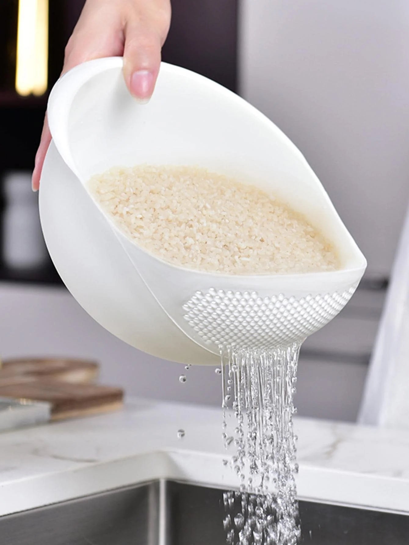 1/3pcs- Colander Rice Bowl Drain Basket Fruit Bowl Washing Drain Basket with Handle