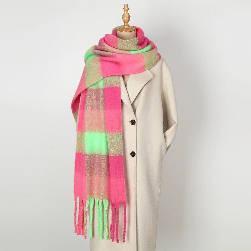 2025 Winter Thick Warm Scarf , Plaids different colors