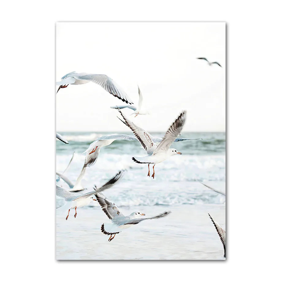 Beaches Weaves Ocean Seagulls Turtles Beautiful Canvas Paintings