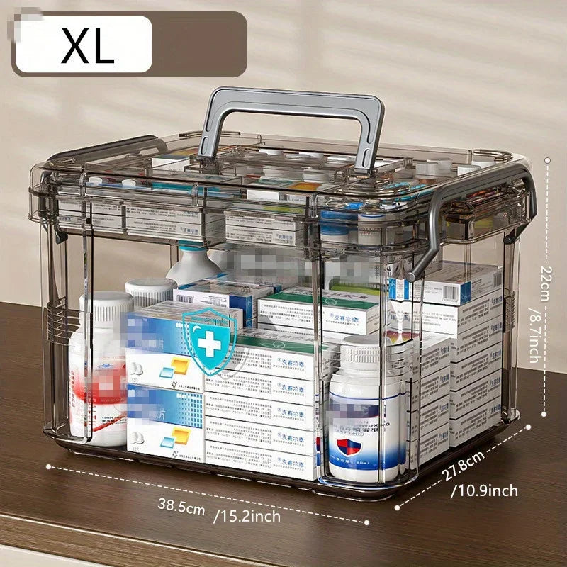 Multifunctional Transparent Medicine, First Aid Kit Organizer Waterproof, Plastic with Tray ,Waterproof Plastic