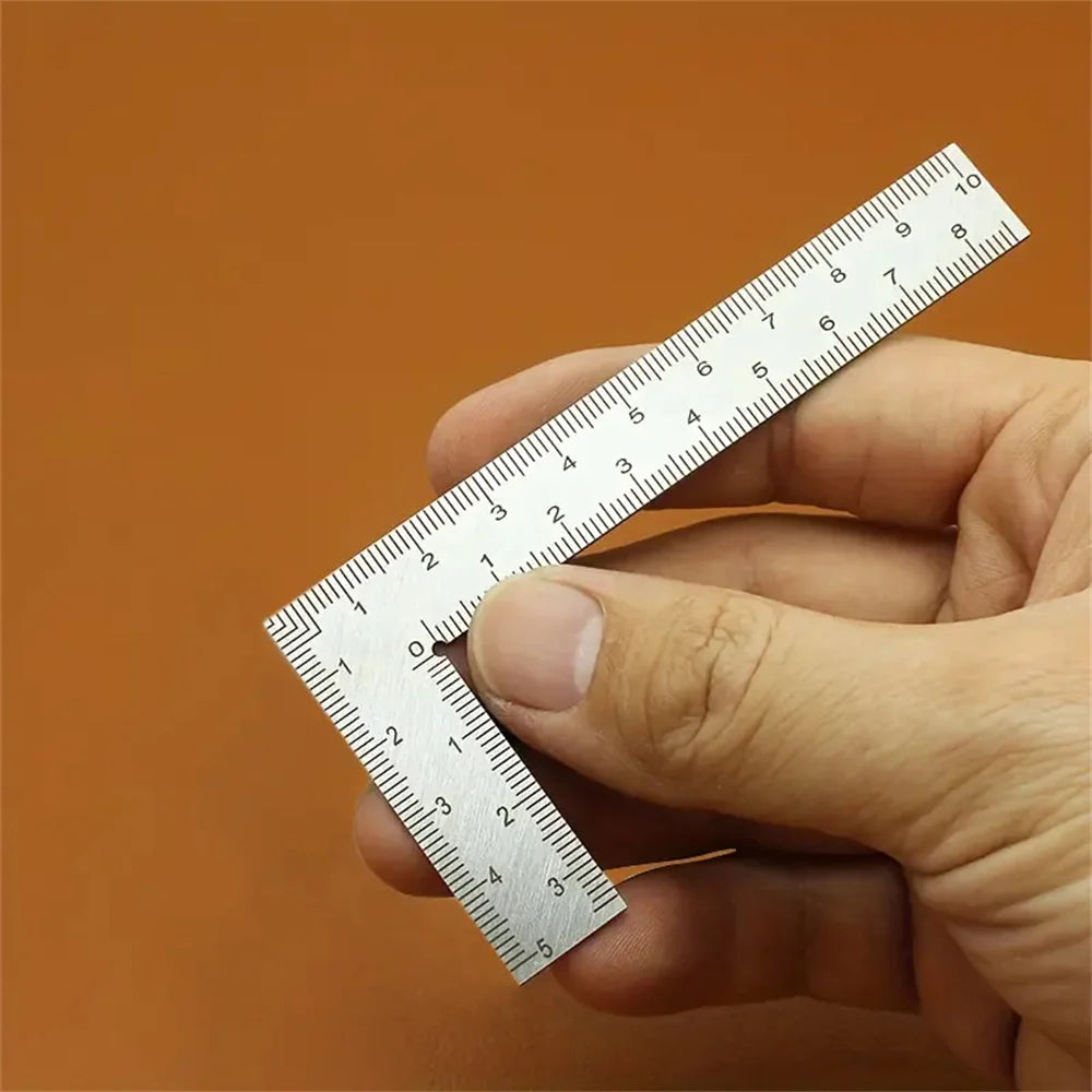 Mini Stainless Steel L-Shaped Double-Sided Precision Ruler, Tool for Leather Fabric Design