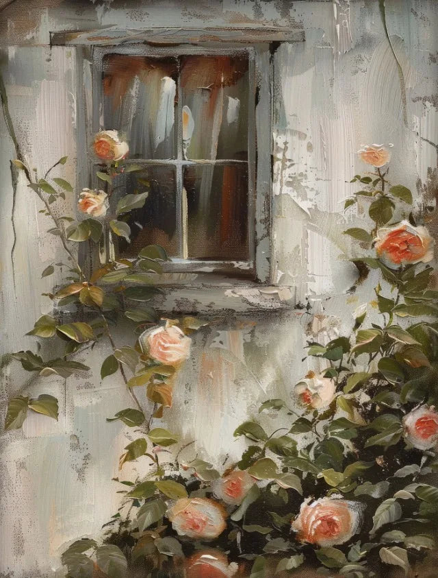Vintage Style County Cottage Rose Flowers and Ivy, Many to choose From Canvas