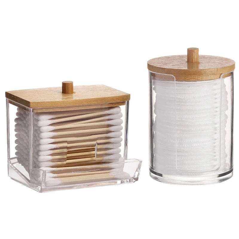 Bathroom Organizer Accessories Set, Q-tip Holder, Cotton balls, Cotton Pads, jars