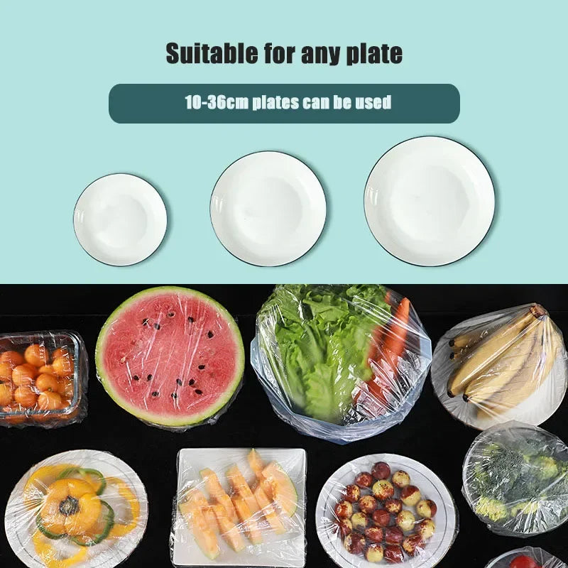Elastic Food Covers 100Pcs, Plastic Bowl Lids, Seals in Freshness.
