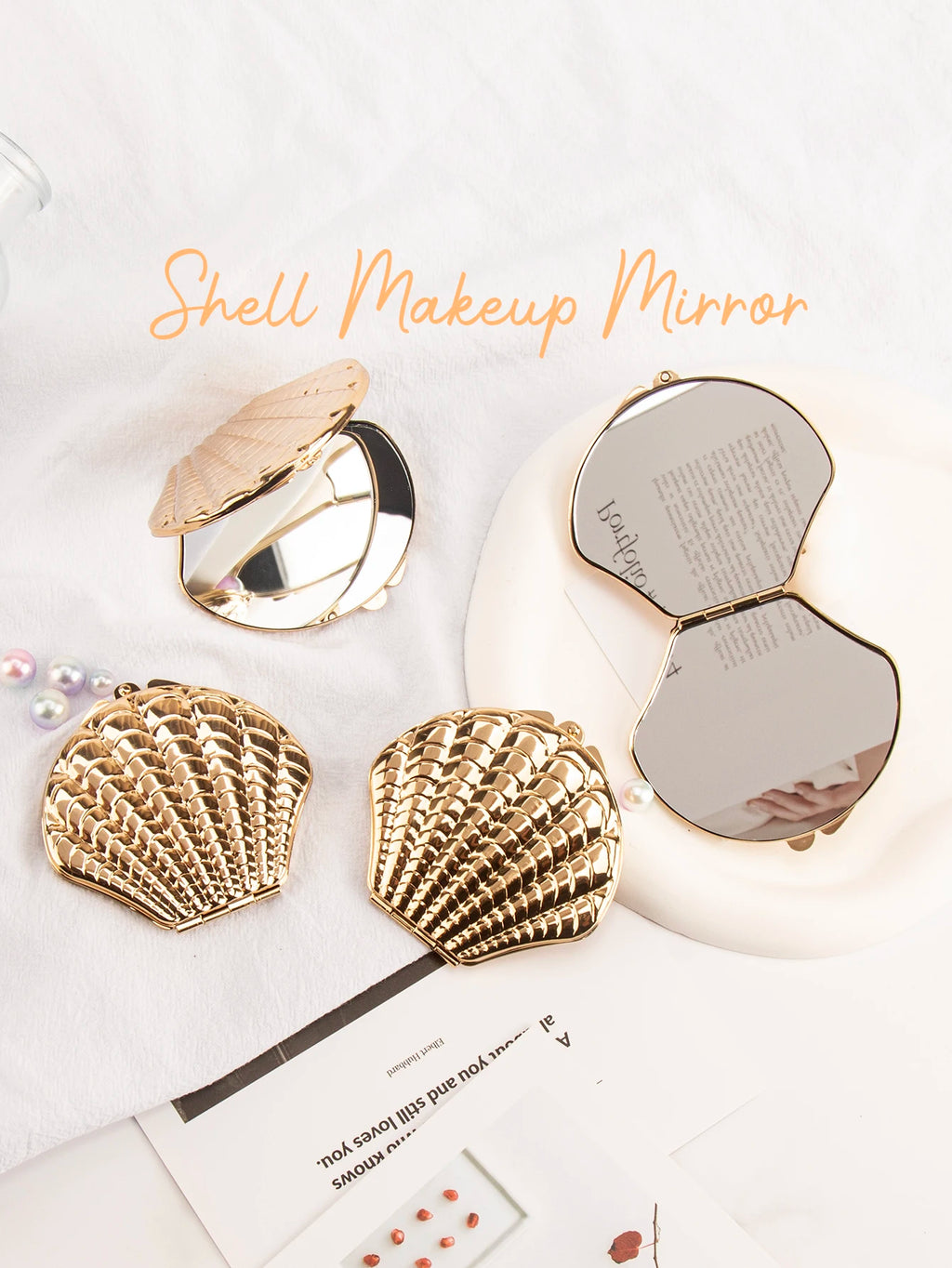 Golden Shell 2-Sided Makeup Mirror