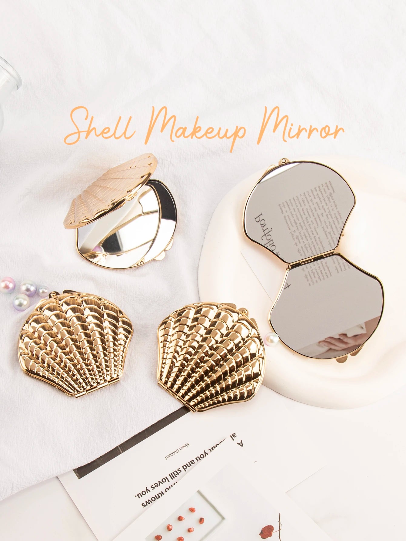 Golden Shell 2-Sided Makeup Mirror