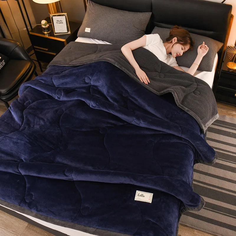 Throw Blanket, Warm Winter Bed Blanket For Camping ,Double Bed Cover, Bedspread on The Bed,  Soft Breathable, Cozy Cover Solid