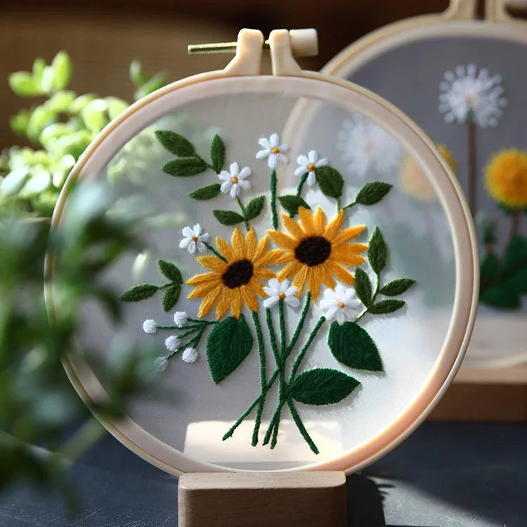 Embroidery Flowers, plants, Pattern, Tools, Beginner Stitch Kit.