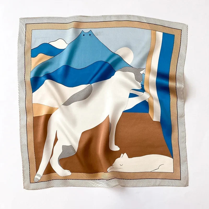 Scarf 100% Silk Bandana Women Square Scarves, Luxury High Quality