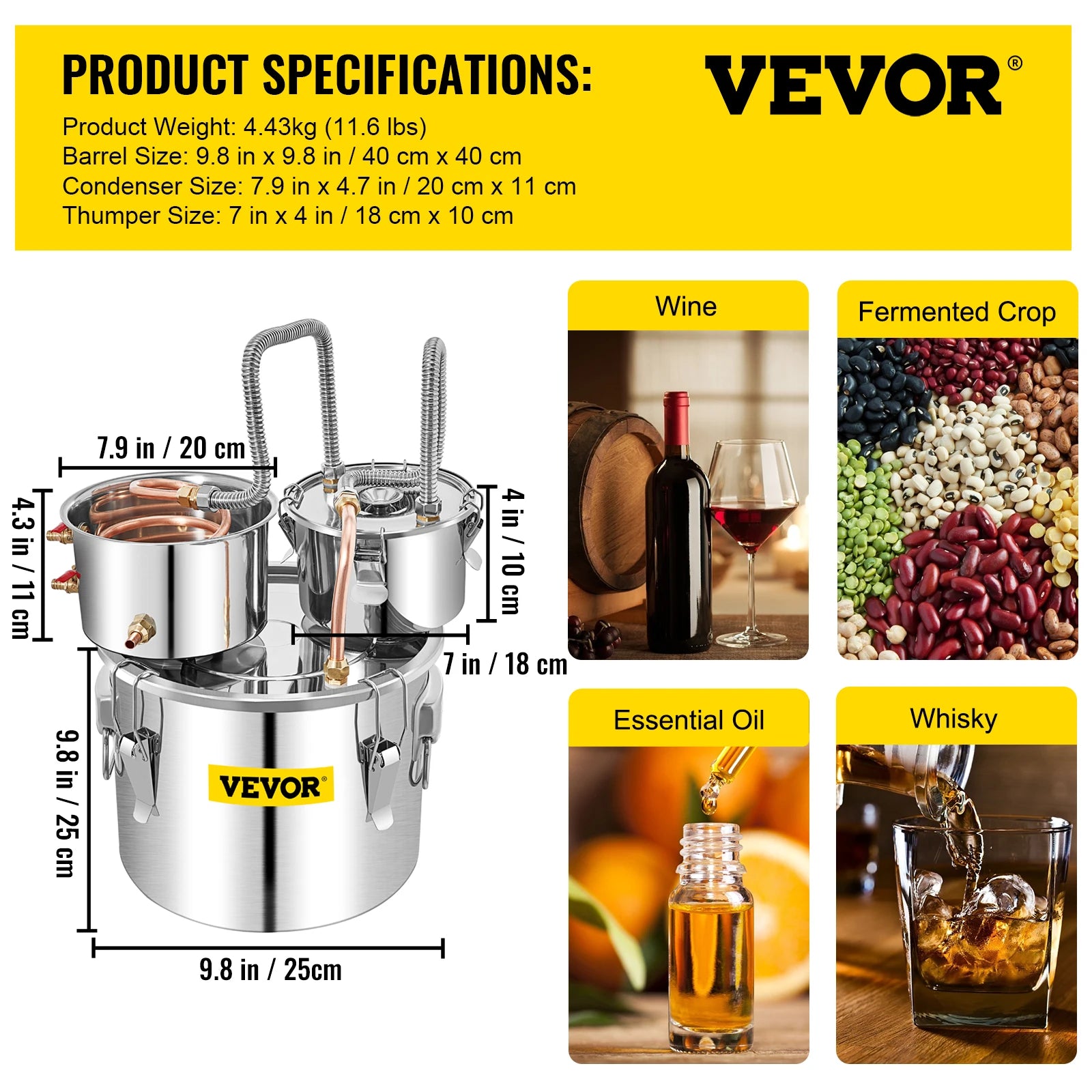Stainless Steel Still, Whiskey, Beer, Brandy, 12L 20L 50L