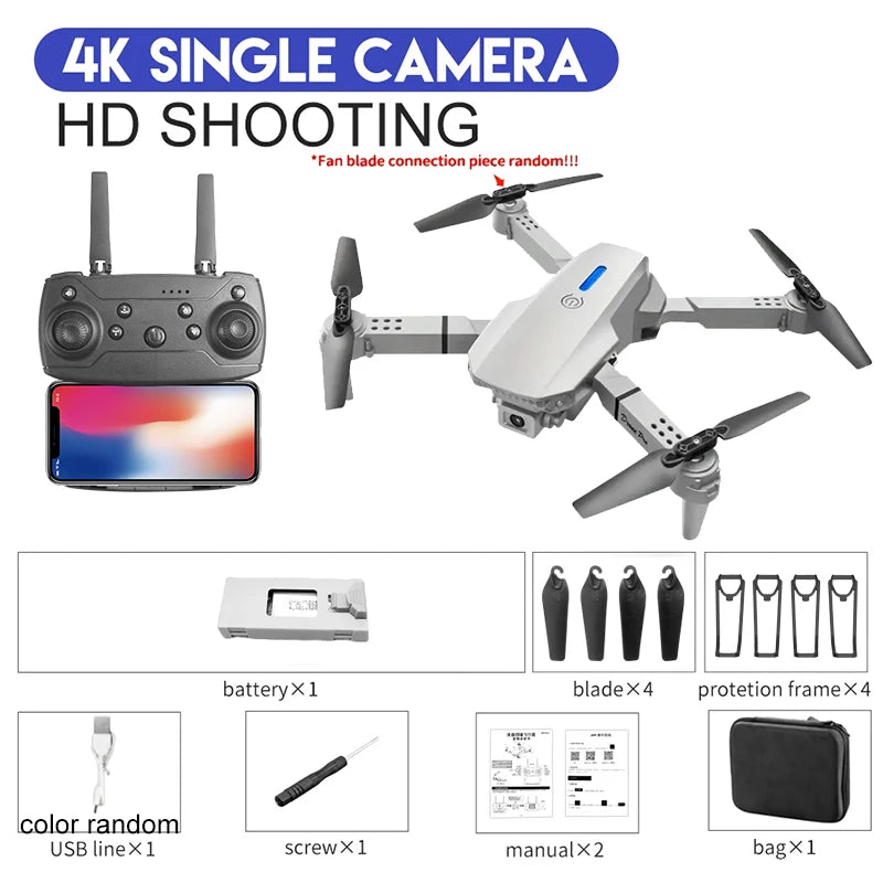 2024 E88Pro RC Drone 4K Professional with 1080p Wide Angle HD Camera Foldable Helicopter WIFI